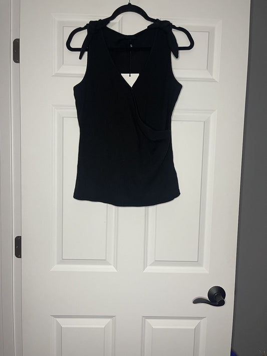 Who what wear sleeveless blouse black ribbed medium NWT