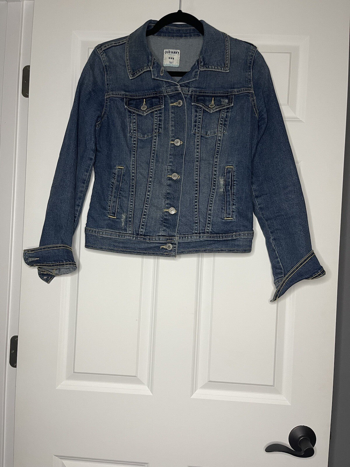 Old Navy Jean Jacket Medium Blue With Distressing 