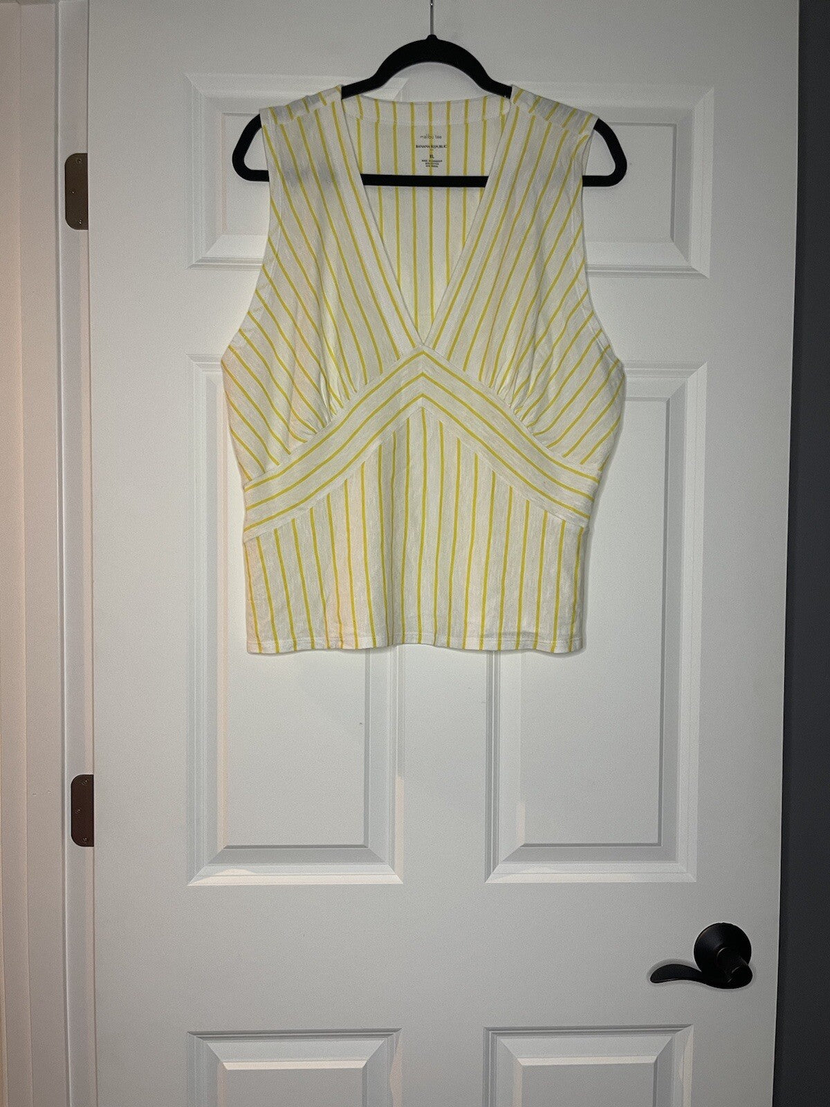 Banana Republic malibu tee sleeveless blouse yellow white stripe xl nwt