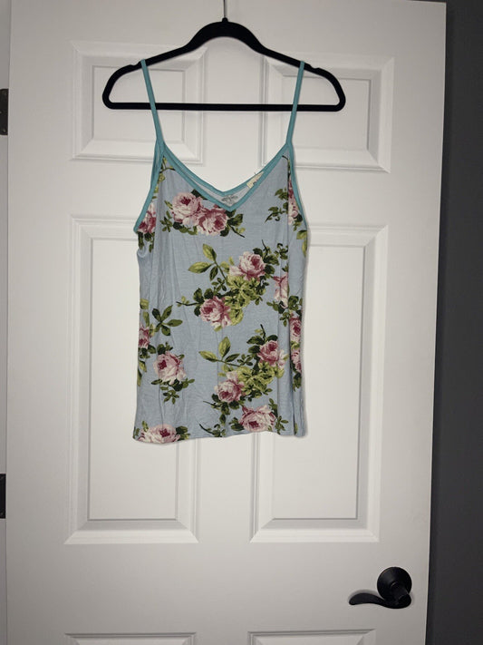 Bibi sleeveless blouse blue pink green floral small NWT