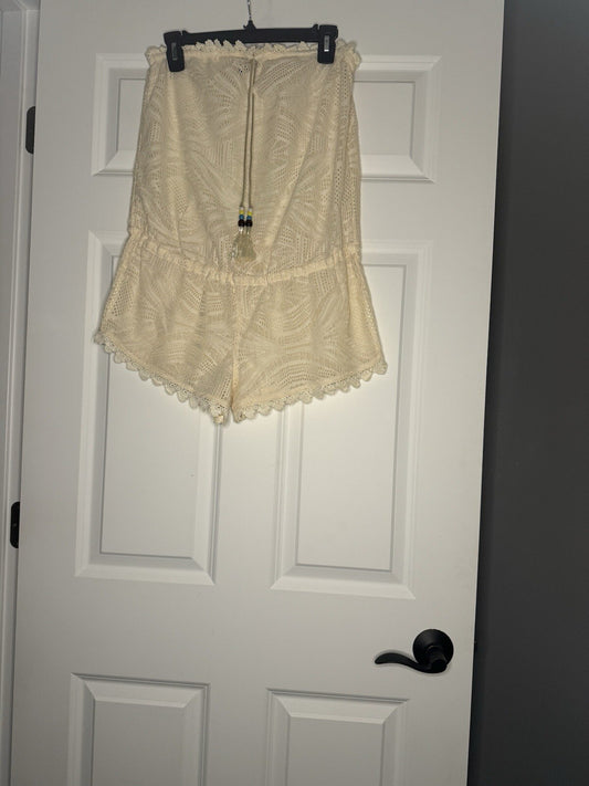 Venus Small Swimsuit Coverup Cream Crochet W Multi Bead
