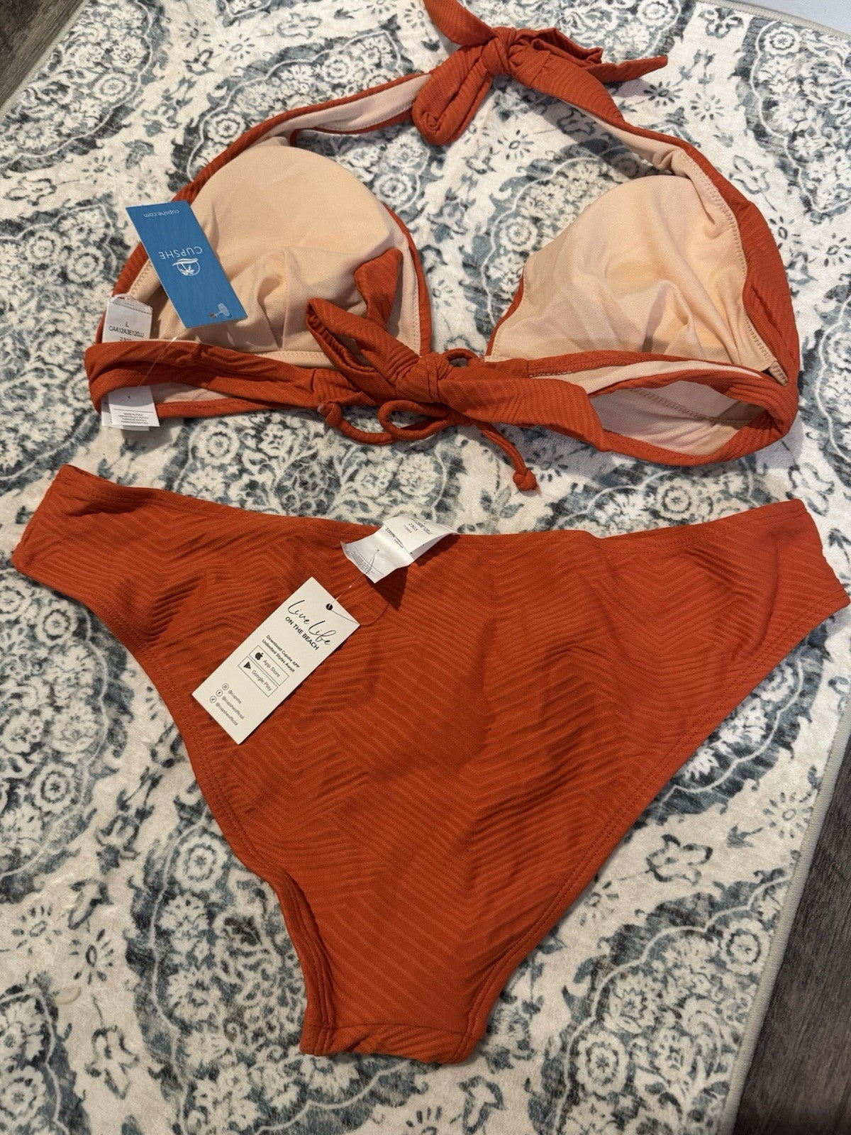 Cupshe 2 Piece Bikini Orange Large Nwt 