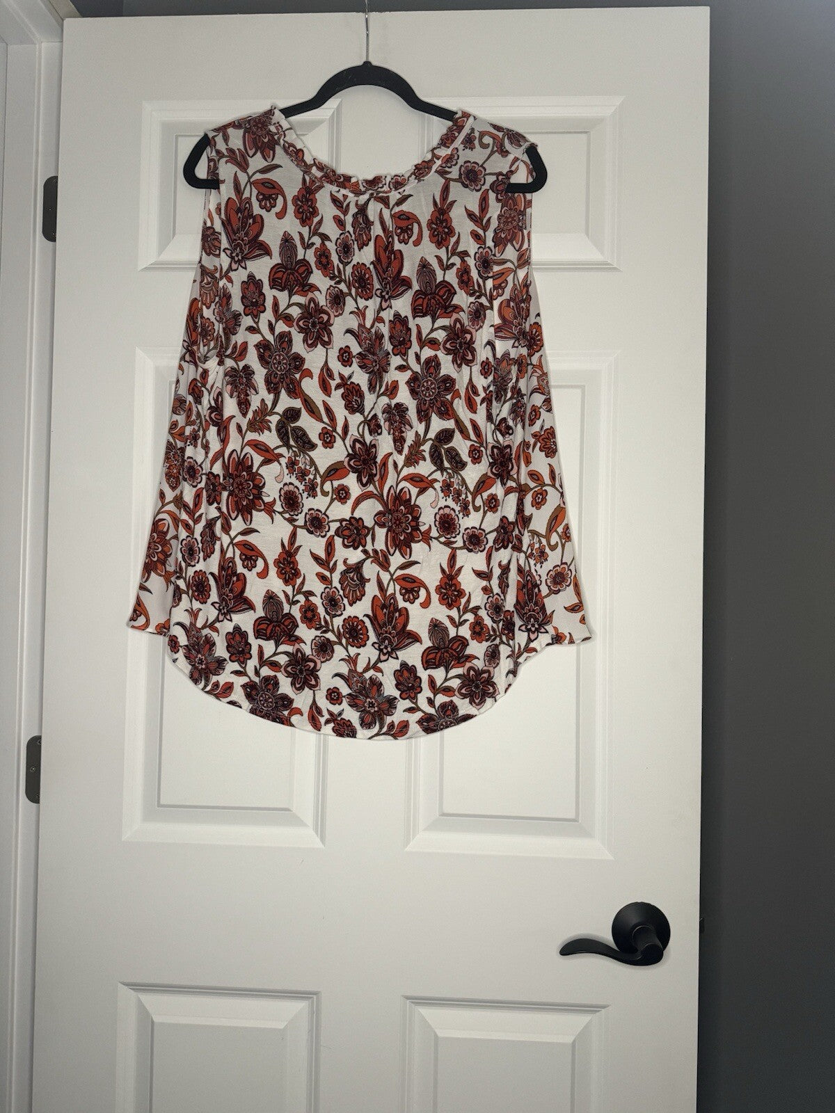 Loft Plus 18 Sleeveless Blouse White W Brown Orange Pink Red Floral
