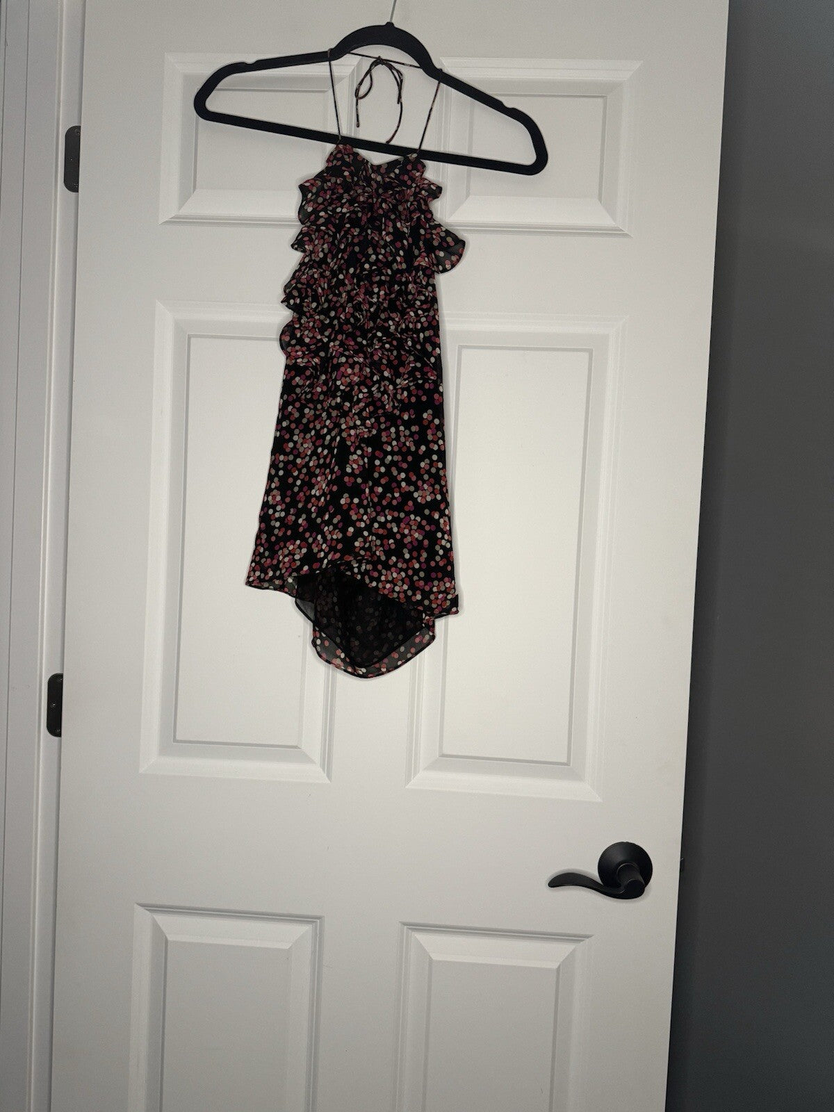 The Limited Small Halter Top Black W Cream Beige Pink Red Polka Dot 