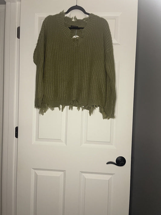 Staccato Sweater Green Small Distressed New With Tags