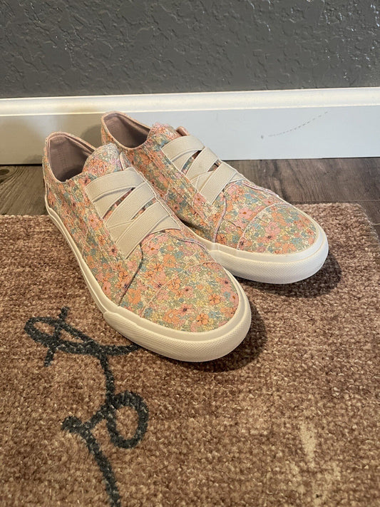 Blowfish Slip On Sneakers Size 9 Multi Floral W Beige Straps Brand New 