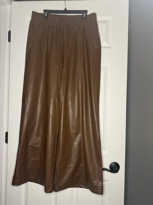 Open Edit Wide Leg Pleather Pants Xl Brown 