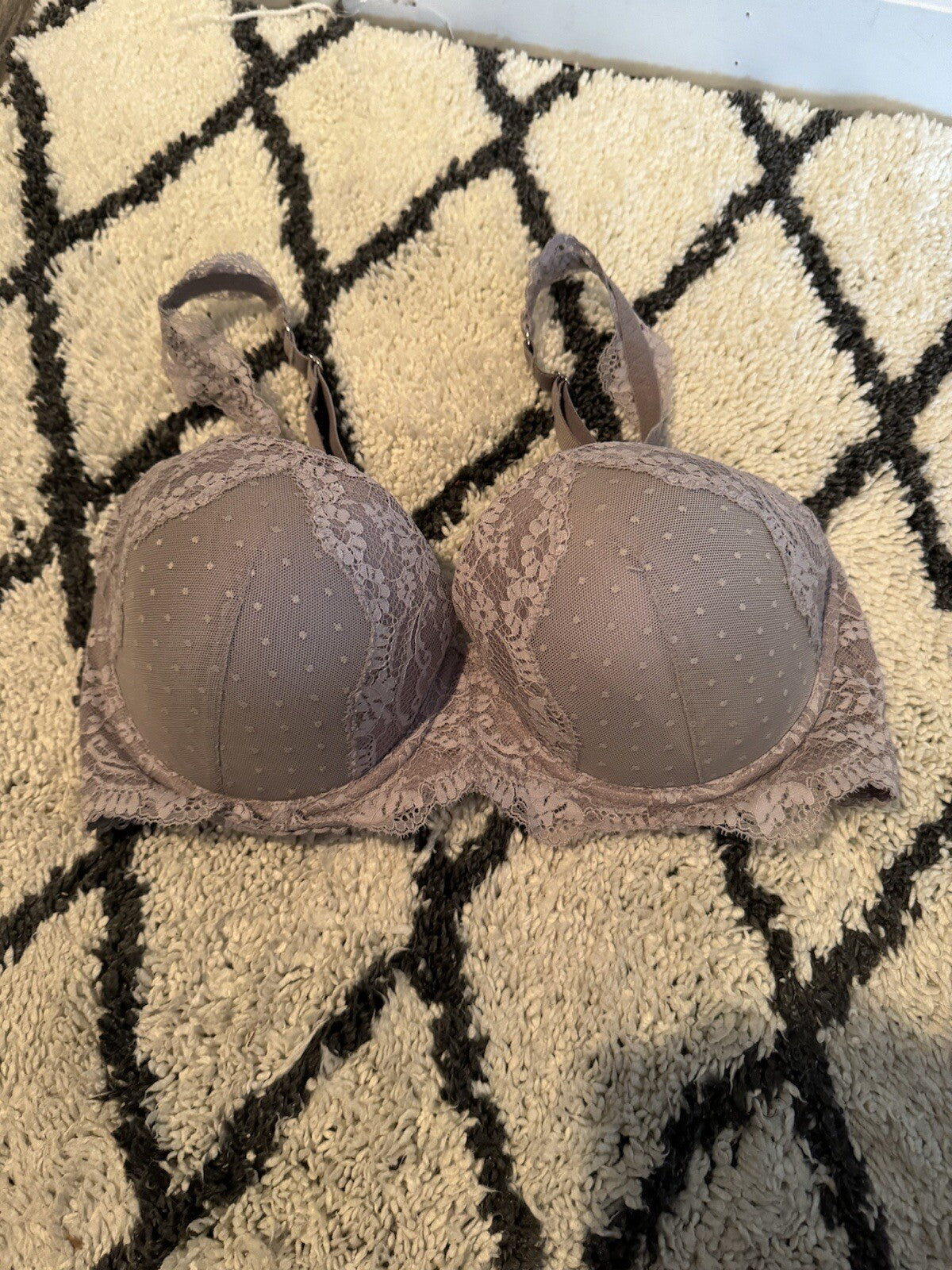 Victorias Secret Dream Angels Lined Demi Bra 32ddd Taupe Lace 
