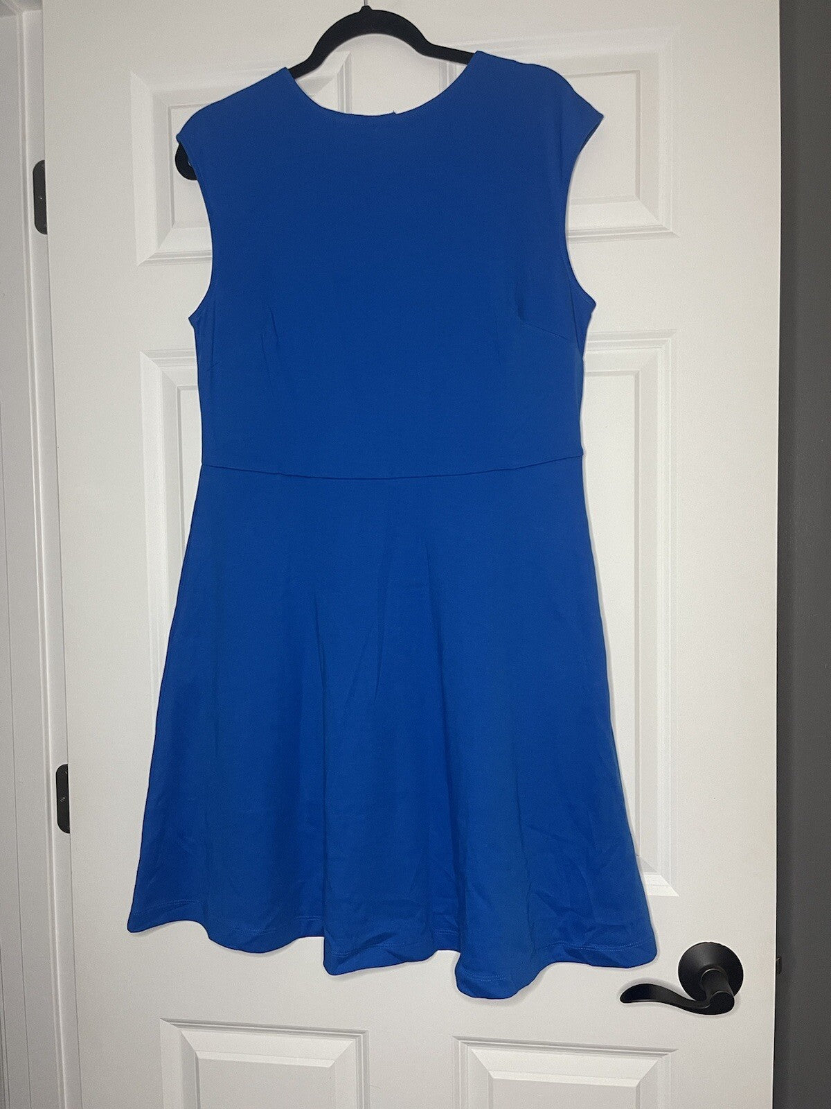 New York And Co Dress Blue Large W Decor Buttons Up Back 