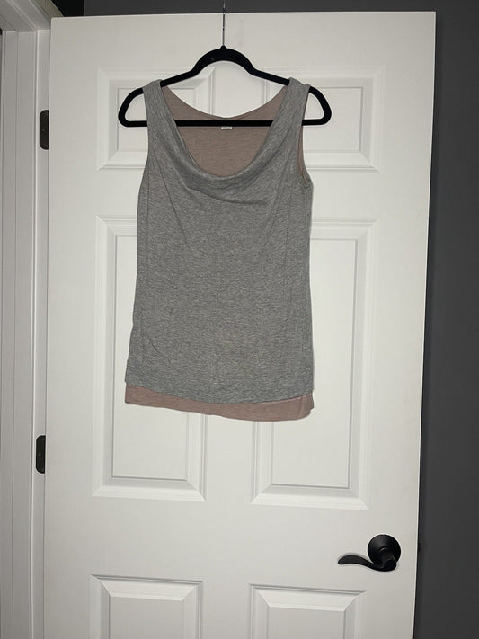 three dots sleeveless blouse small gray and mauve