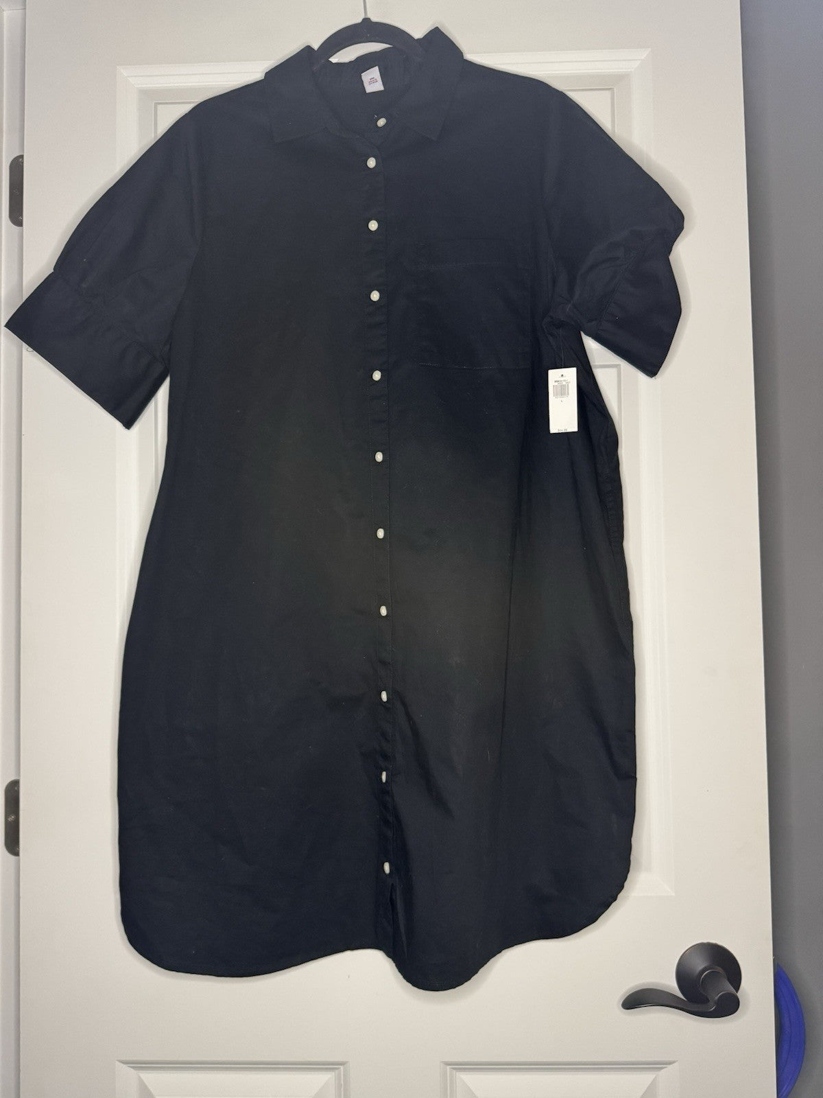 Old Navy Short Sleeve Button Up Dress Large Black Nwt 44.99