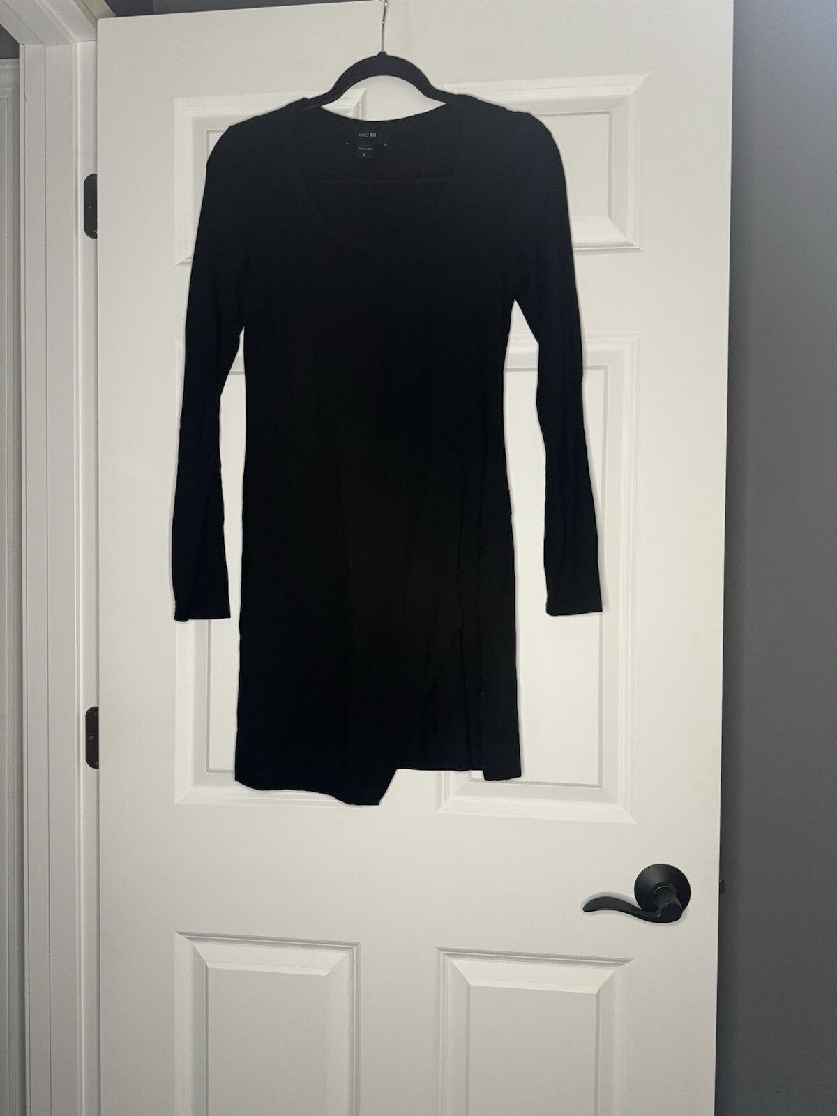 Red 23 Long Sleeve Dress Small Black Overlap In Front