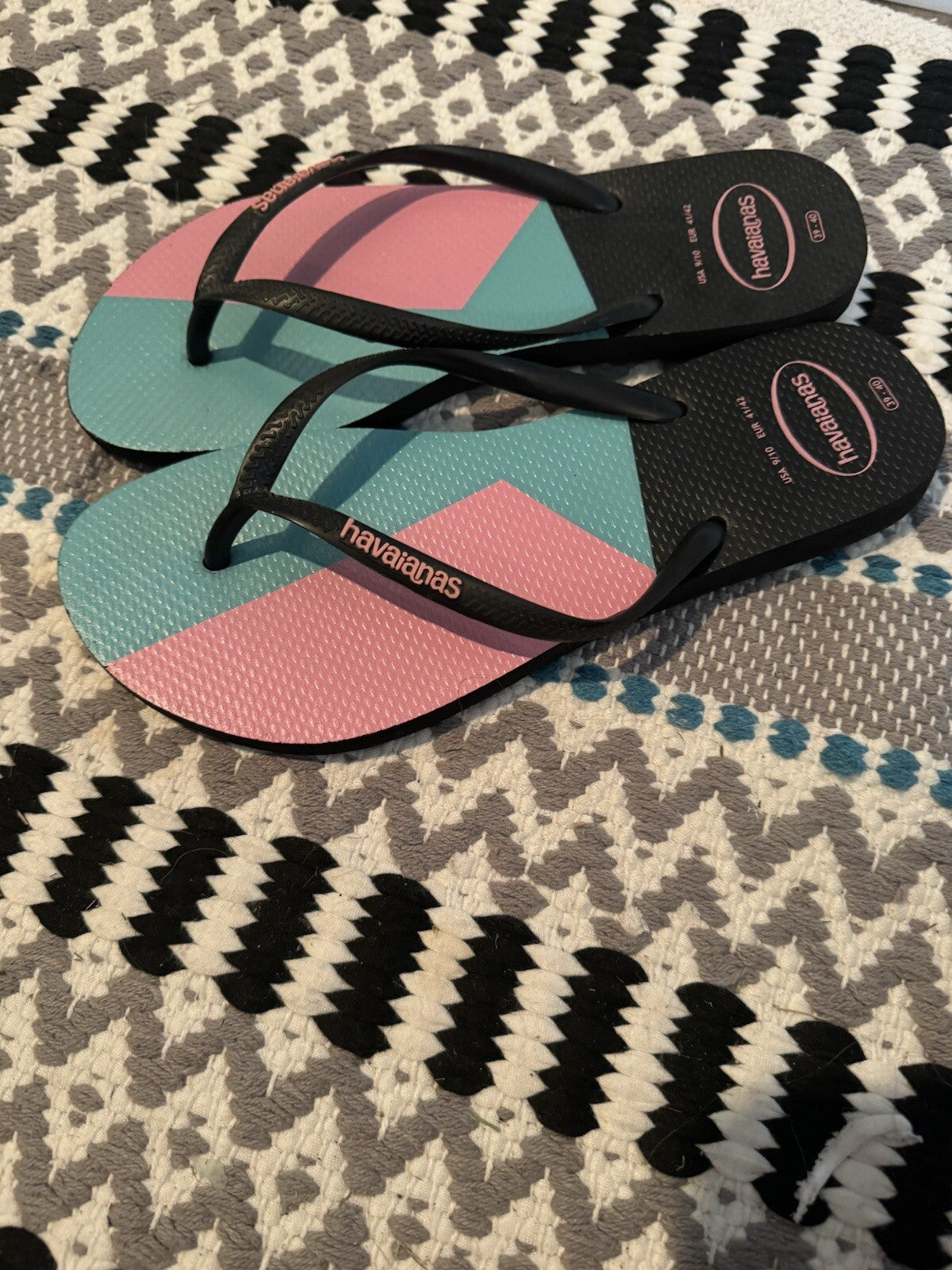 Havaianas Flip Flops 9/10 Black Pink Green 