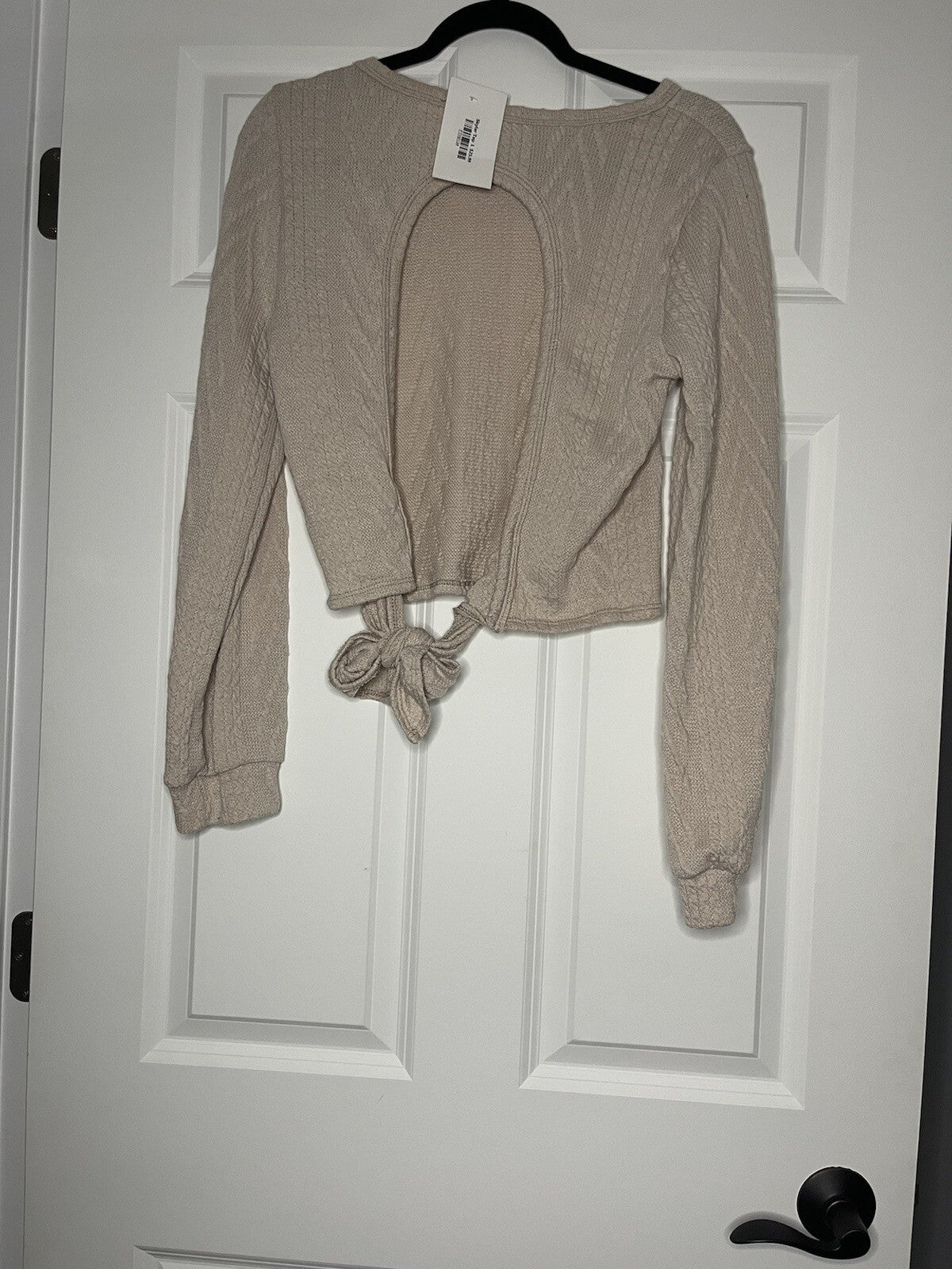 Bibi Skylar Top Crop Knit Sweater Large Beige Nwt 