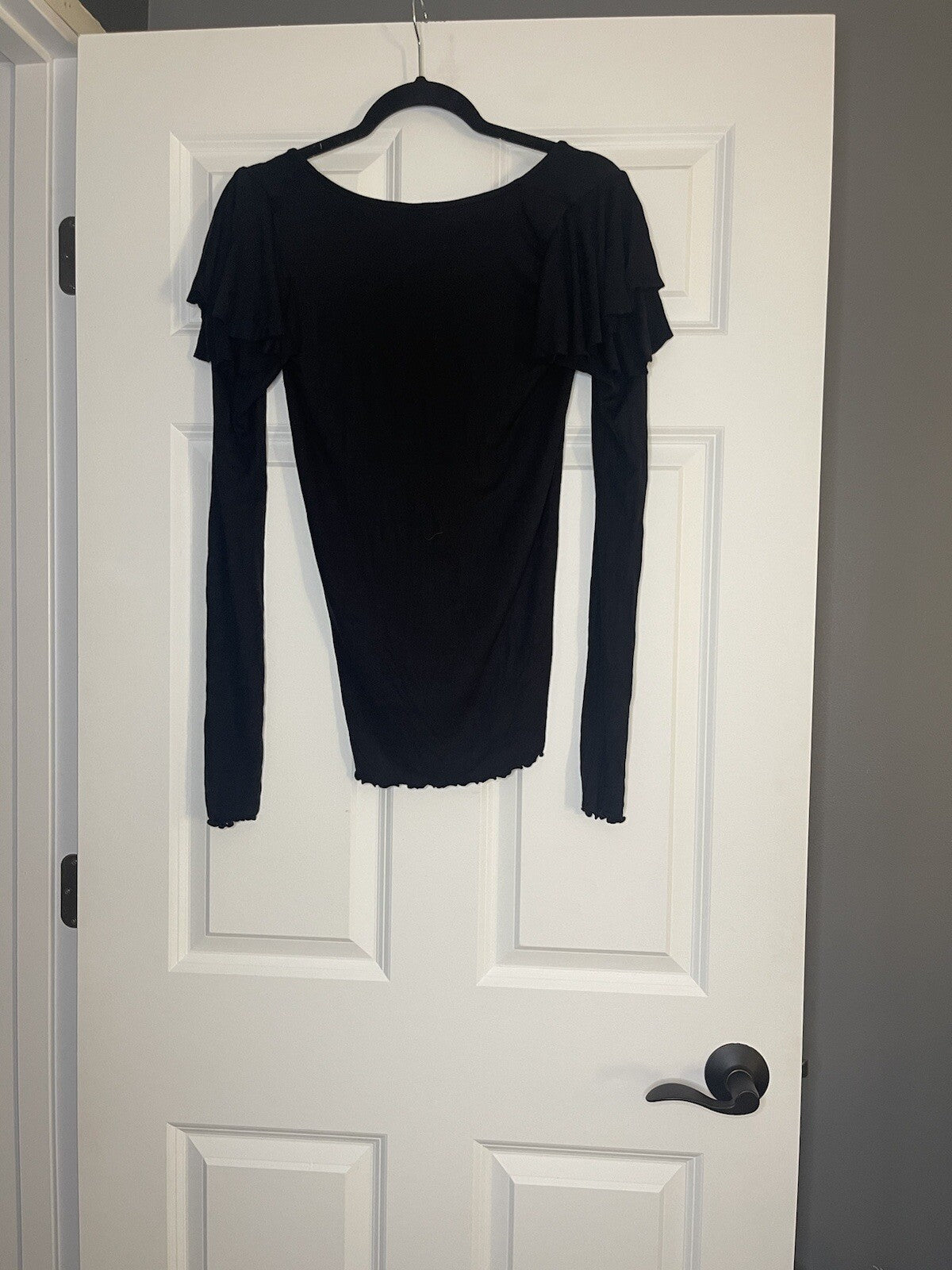 Free People long sleeve blouse small ruffle shoulders ribbed