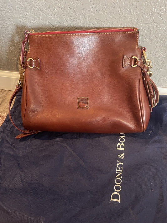 Dooney Bourke Brown Purse With Tassels And Dust Cover Some Small Markings Shown 