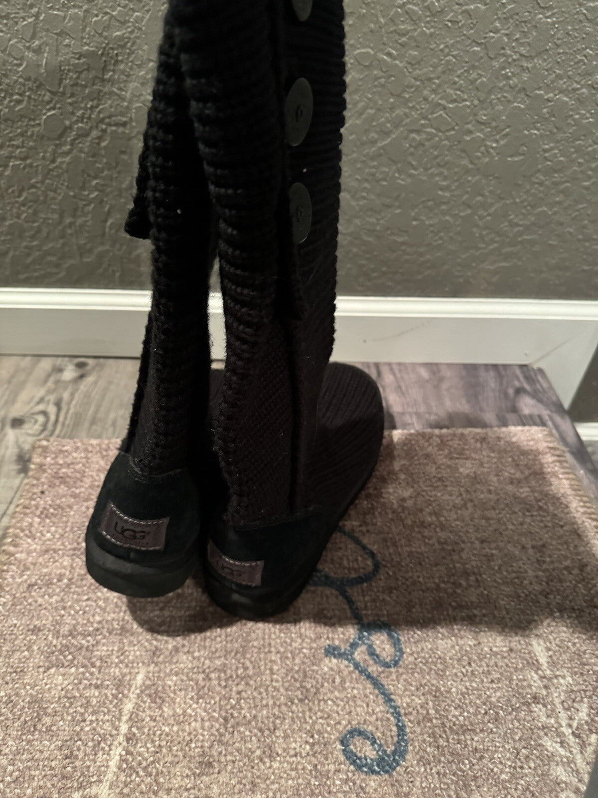 Ugg Knit Tall Black Boots Size 9 Black 