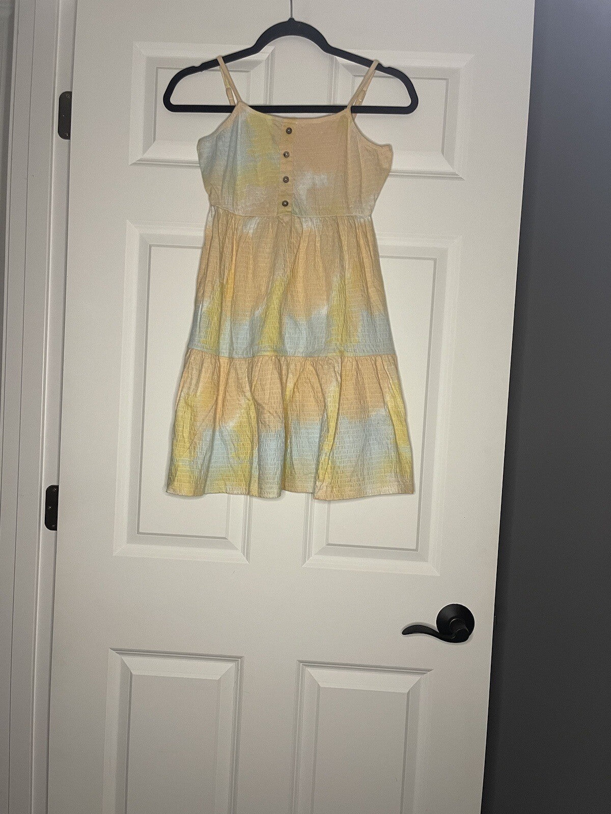 Roxy Sleevelesss Dress Or Coverup  Medium Peach Yellow Blue Tie Dye Nwt $48.00