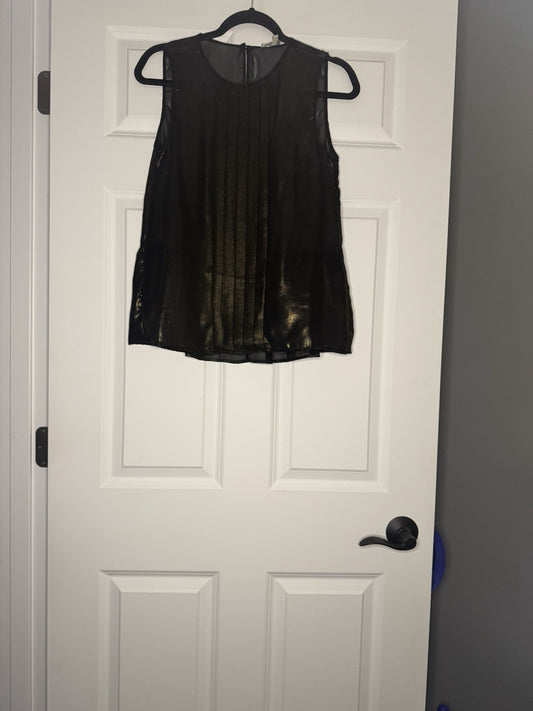 Bb Dakota Sleeveless Blouse XS Black Gold Metallic 