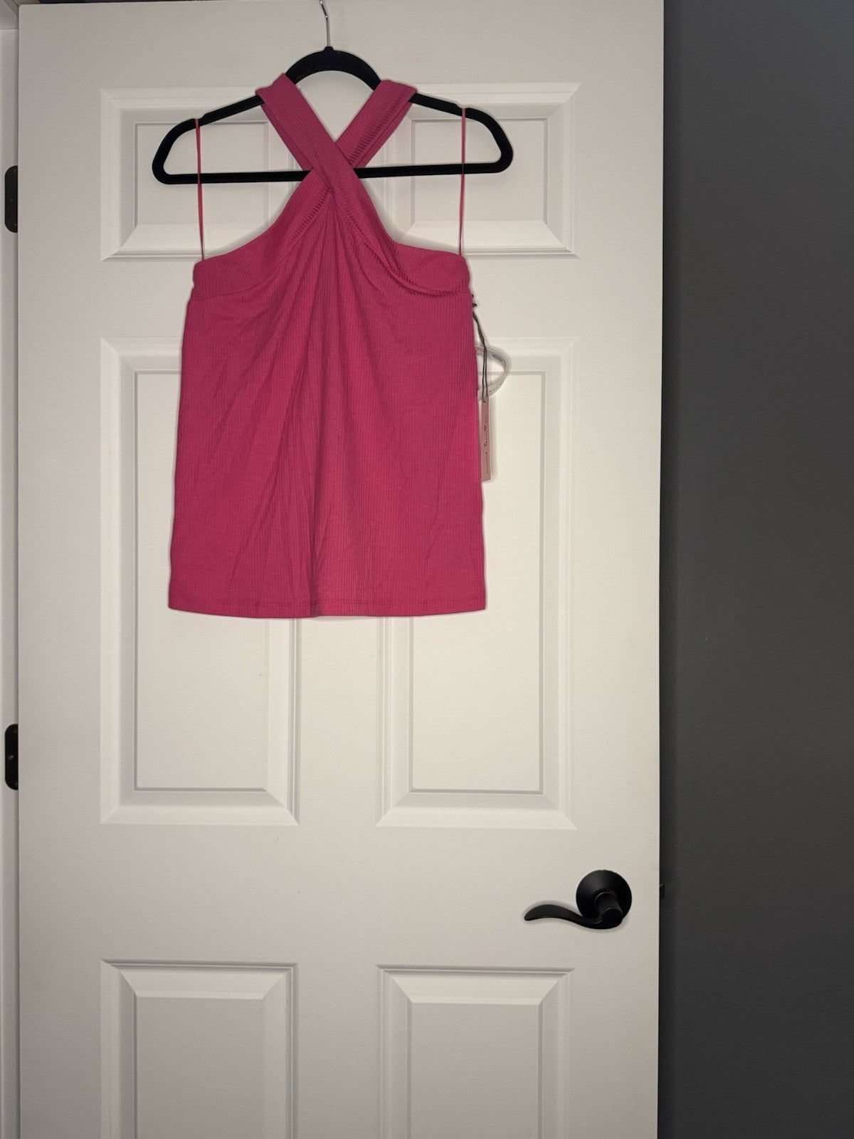 Nine Britton Enzo Sleeveless Halter Knit Top Fuscia Xl Nwt 