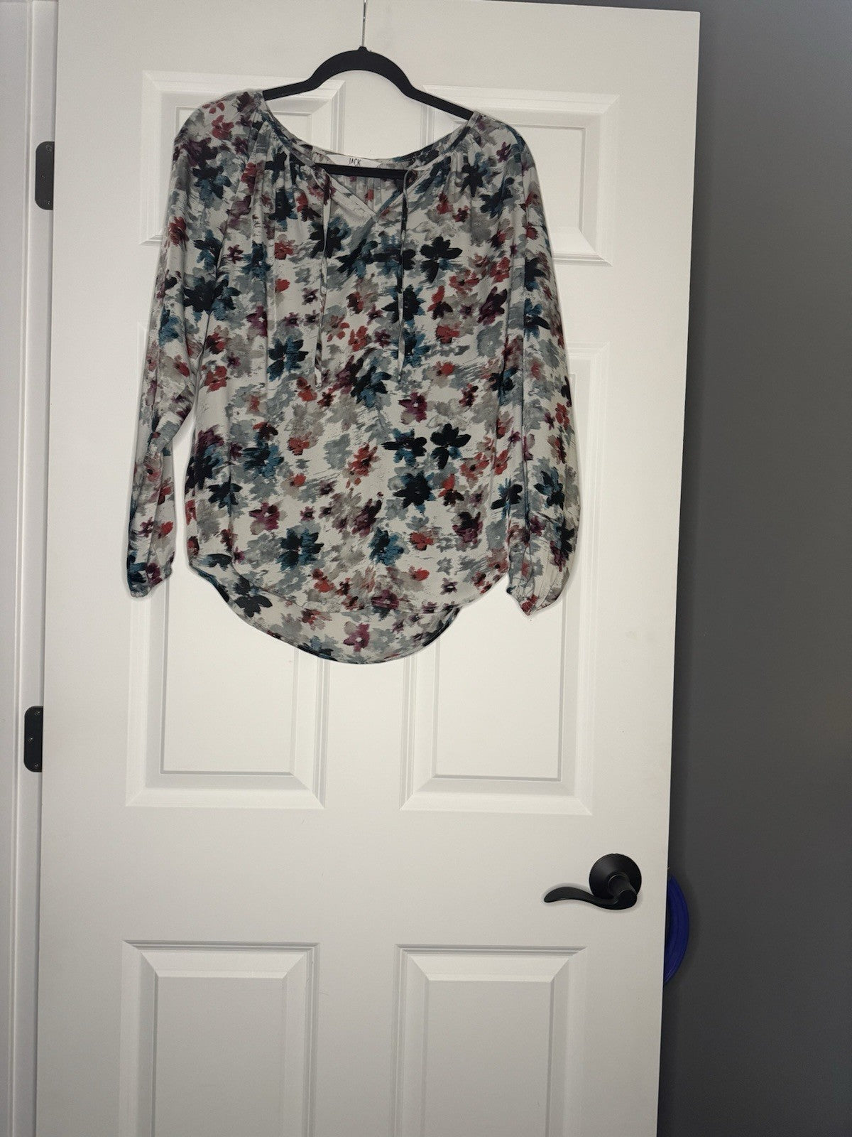 Jack Long Sleeve Blouse XS Gray Teal Pink Plum Floral