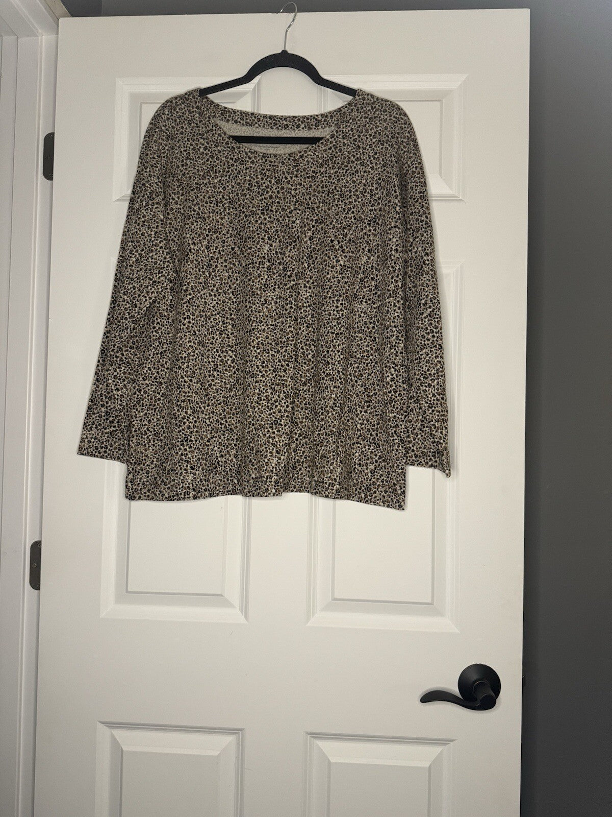 J Jill Luxe Supima Relaxed Blouse Xl Taupe Black Brown Animal Nwt 59