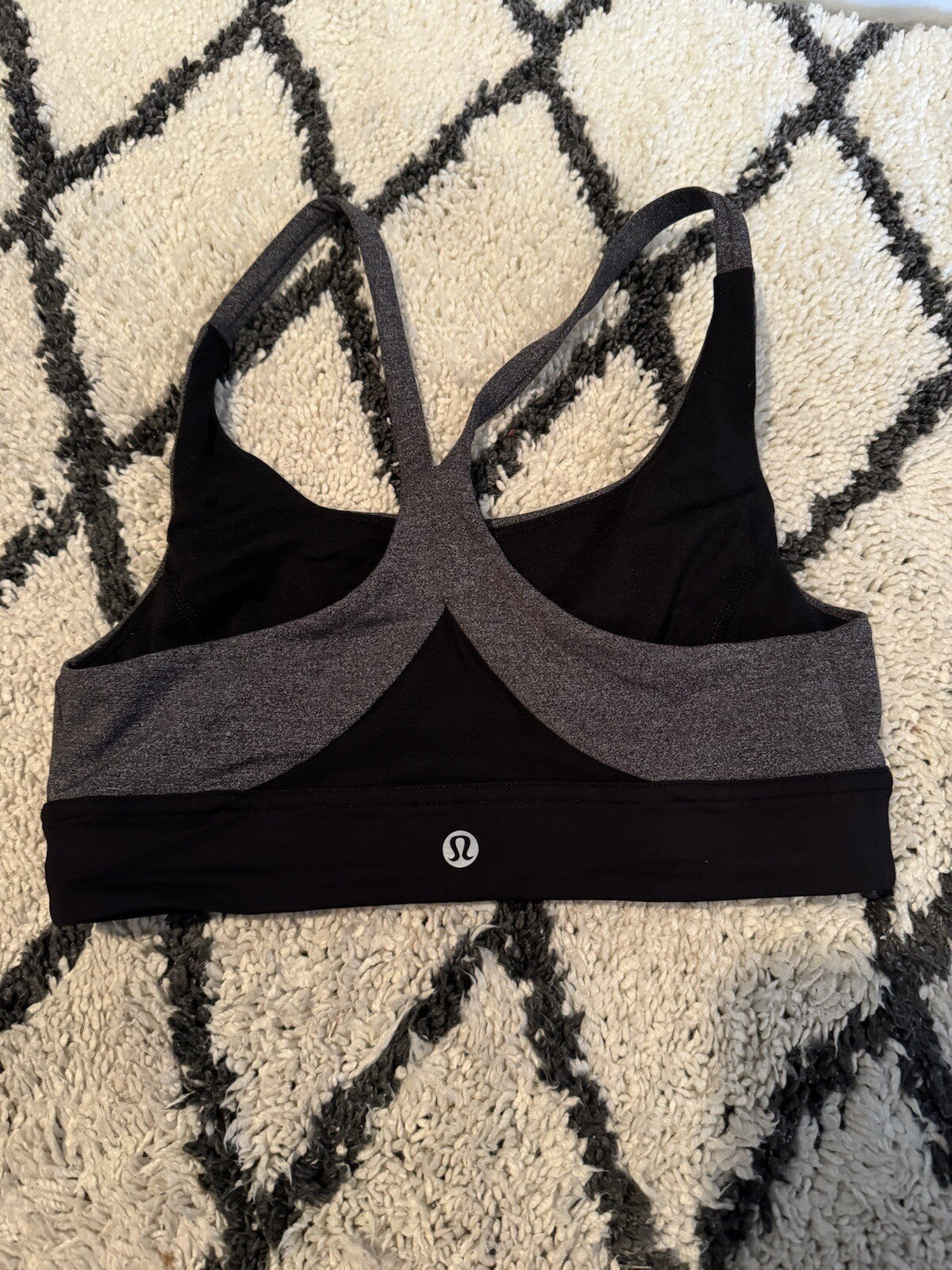 Lululemon Sports Bra Size 4 Charcoal W Black Band No Padding 