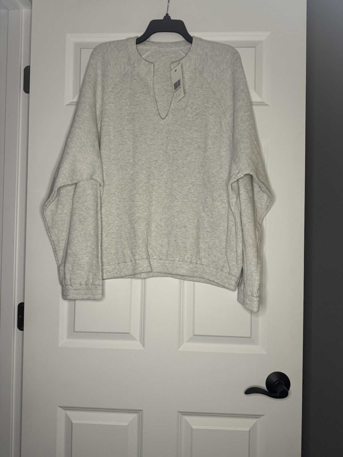 Leze The Label Waffle Knit Top Xl Gray Nwt 