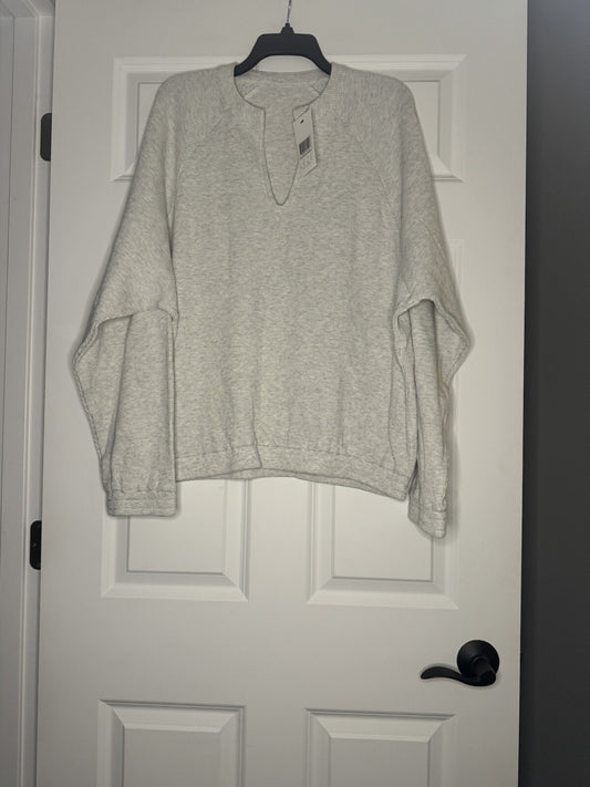 Leze The Label Waffle Knit Top Xl Gray Nwt 