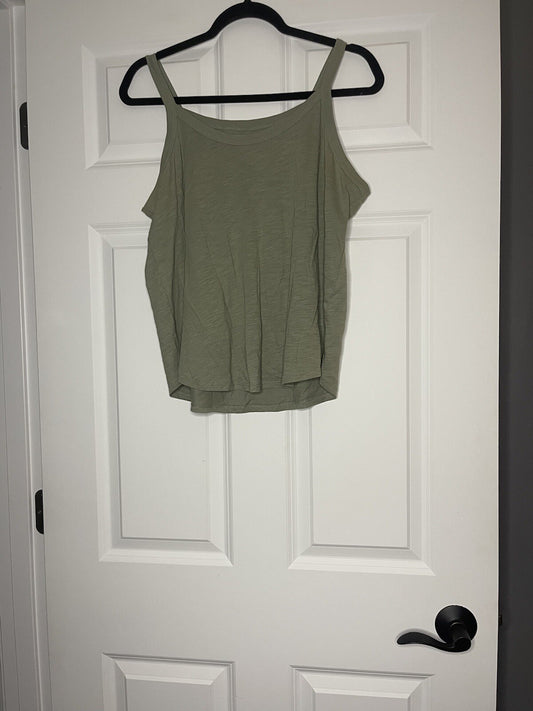 Loft Vintage Soft Sleeveless Blouse Large Olive Green