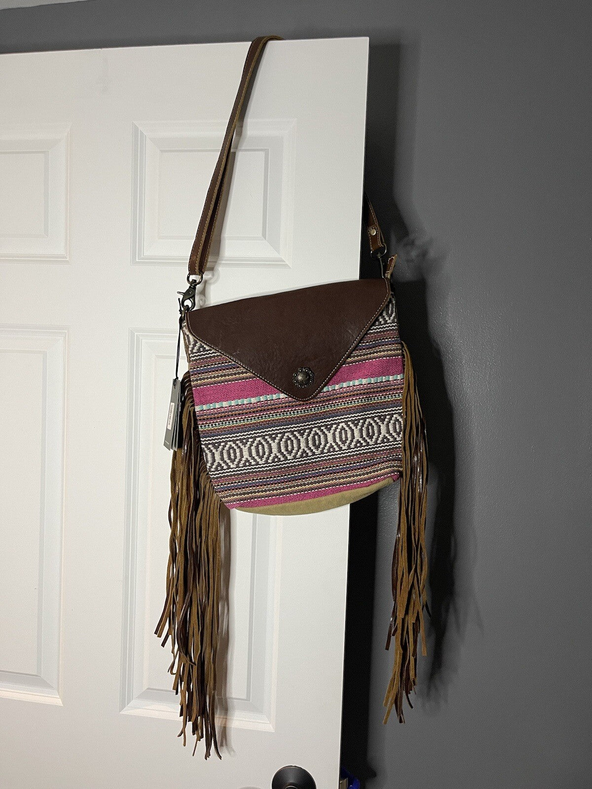 Myra Vibrant crossbody multicolor with fringe Nwt 