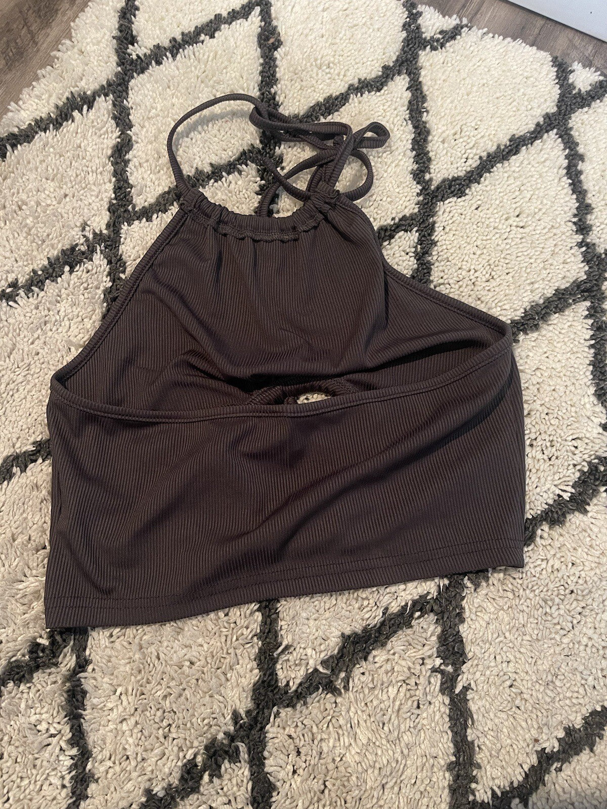 Shein Halter Ribbed Crop Top Gray Small