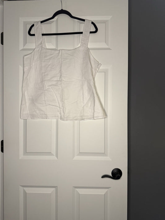 J Crew Fat Strap Sleeveless Blouse Xl White Linen Blend Nwt 69.50