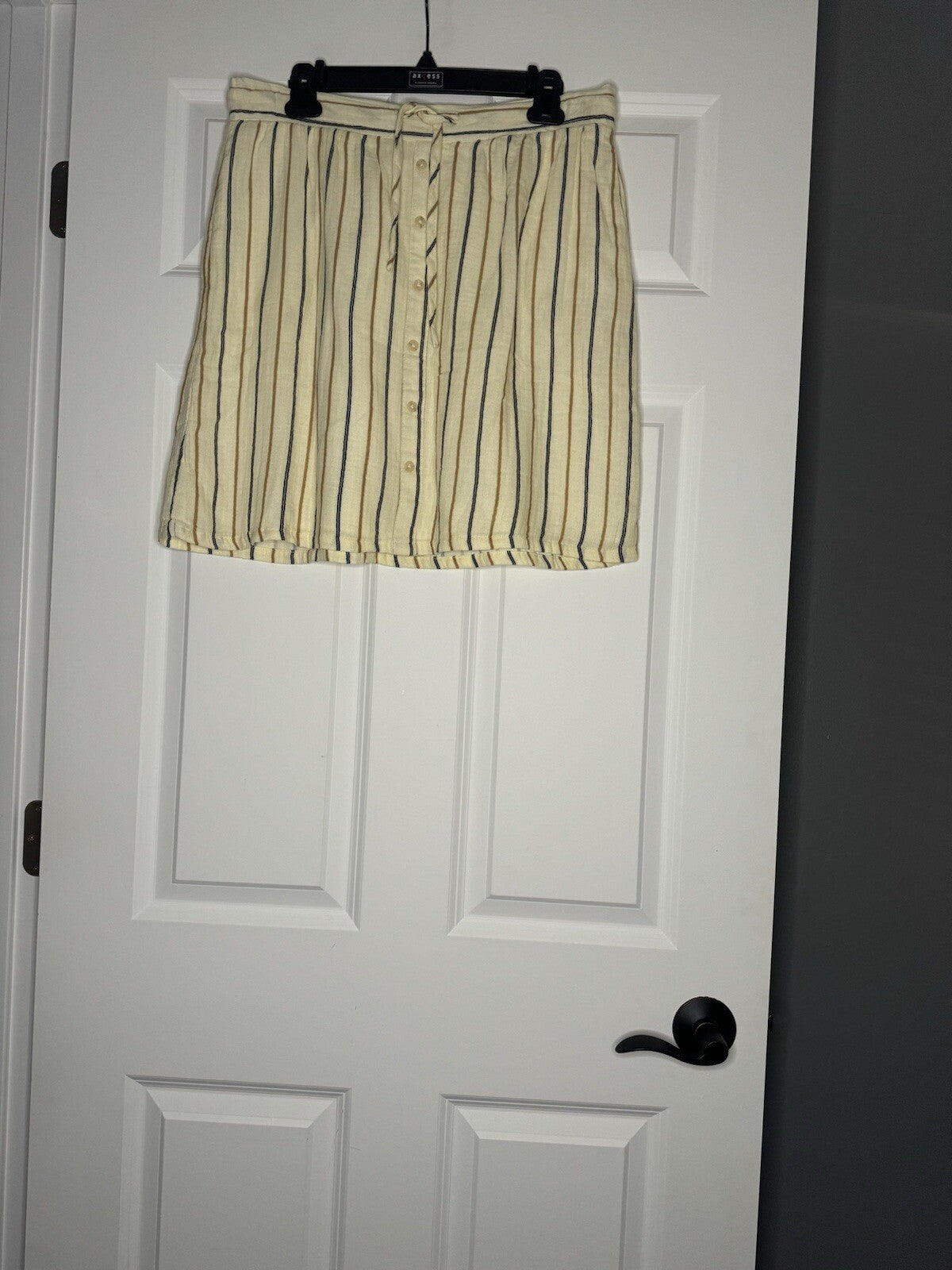 Thread And Supply Large Skirt Cream Navy Brown Stripe Nwt $48