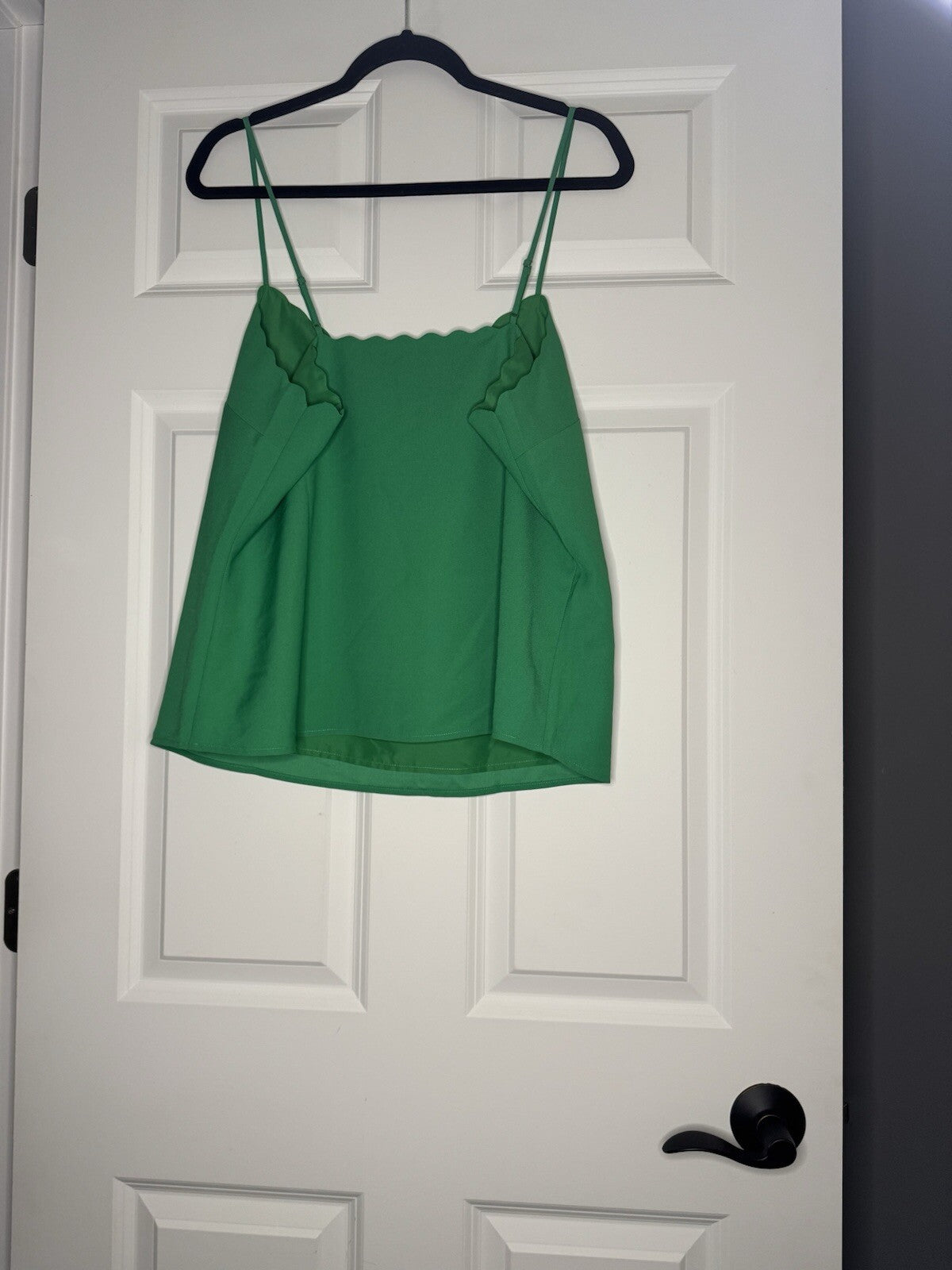 J Crew Sleeveless Spaghetti Strap Size 14 Rounded Trim Chest  Nwt 