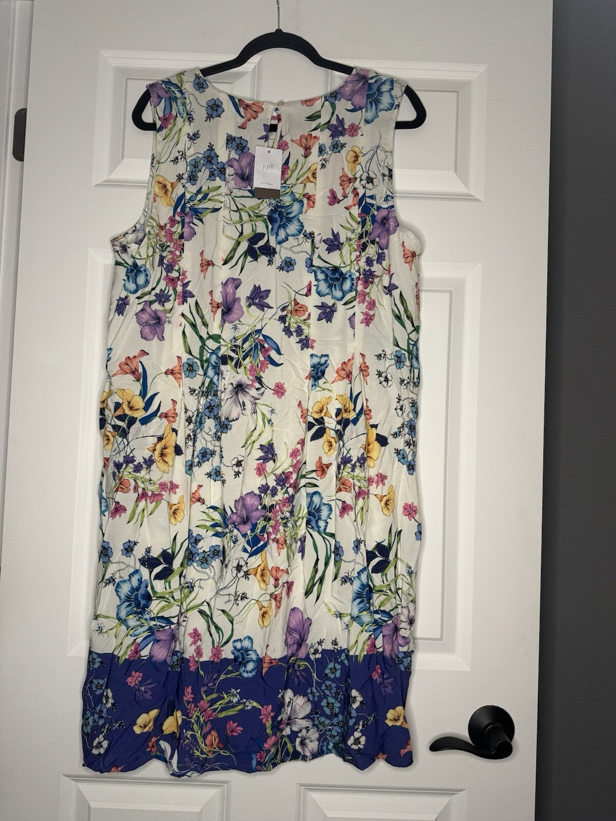 J Jill Sleeveless Dress Xl Cream W Multicolor Floral Print Nwt 129