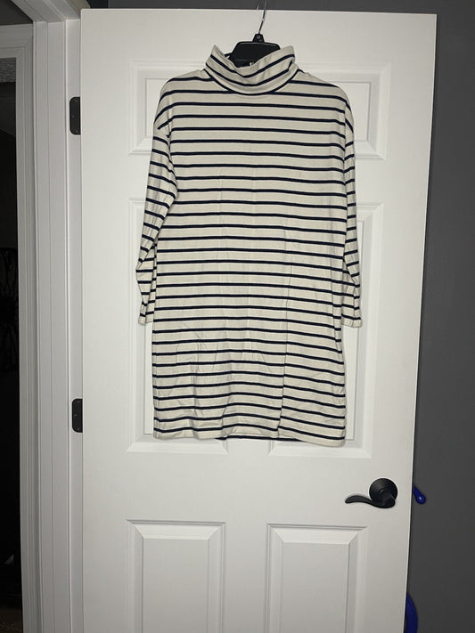Vineyard vines long sleeve dress medium ivory with navy stripes
