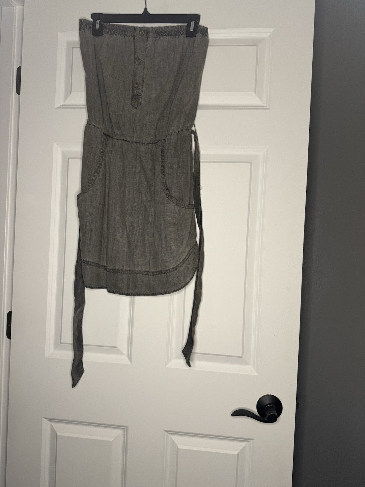 Bella Dahl Strapless Dress W Belt Small Gray With Pockets 