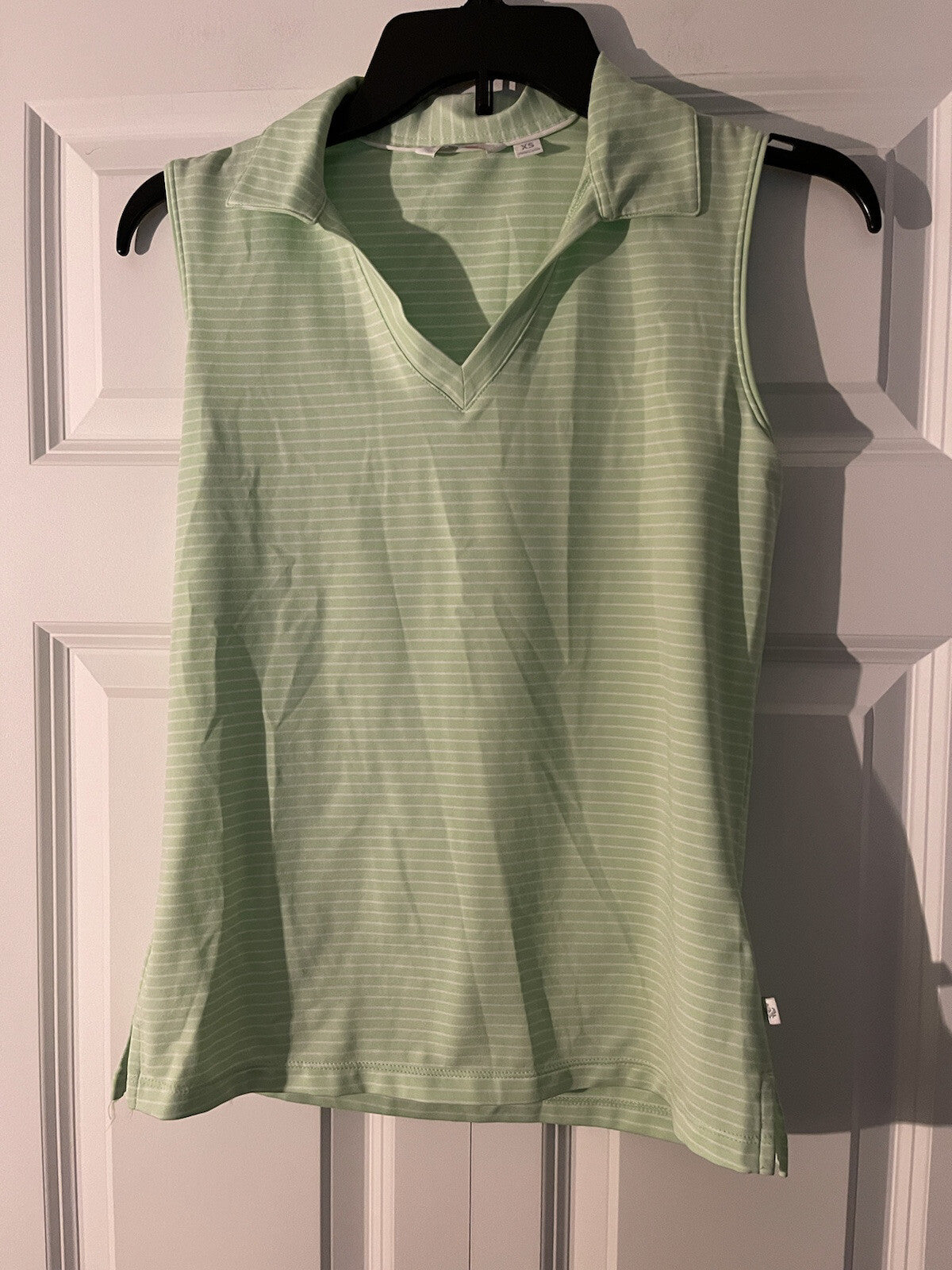 Lady Hagen xs sleeveless polo green and white striped