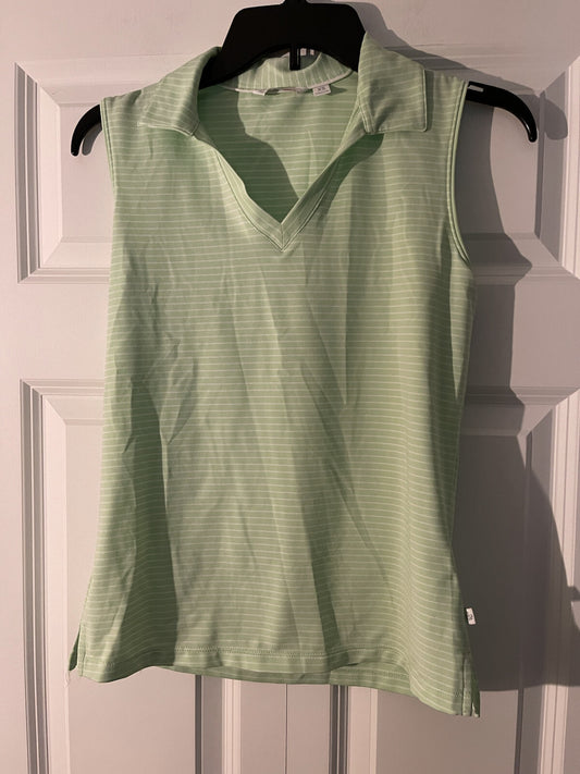 Lady Hagen xs sleeveless polo green and white striped