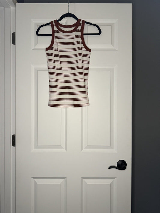 Maurice’s 24/7 Ribbed Tank Rust And White Stripe Medium Nwt 