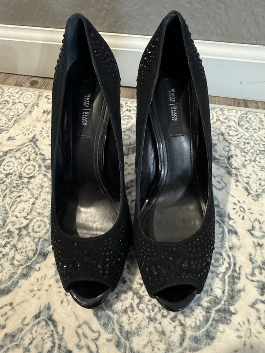 White House Black Market Black Beaded Pumps 9.5 In Great Shape