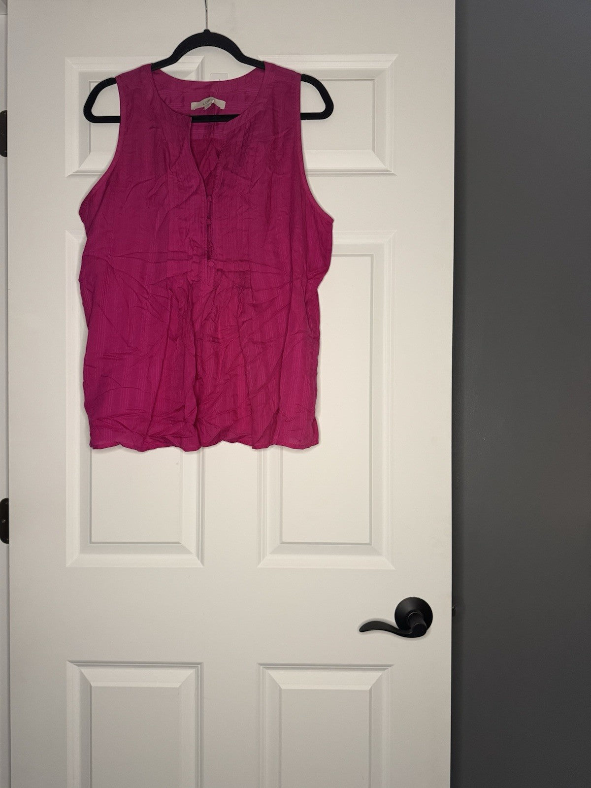 Loft Sleeveless Blouse Pink Stripe W Decor Buttons Large Nwt 