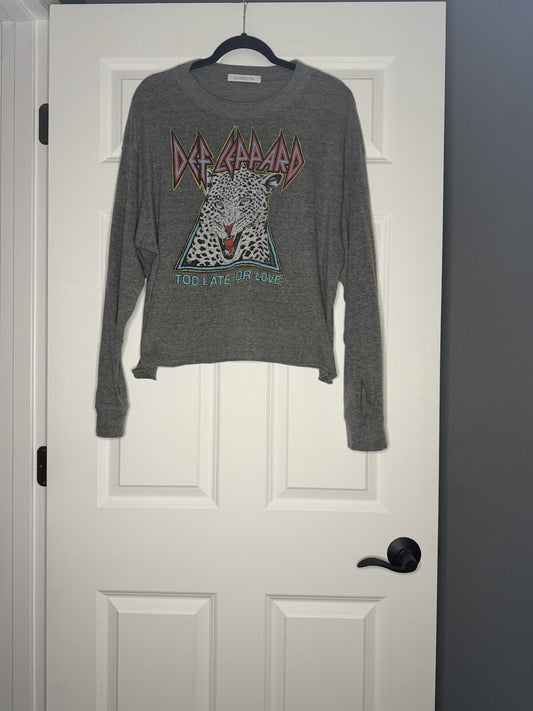 Daydreamer Long Sleeve Top Large Def Leppard Gray W Multicolor