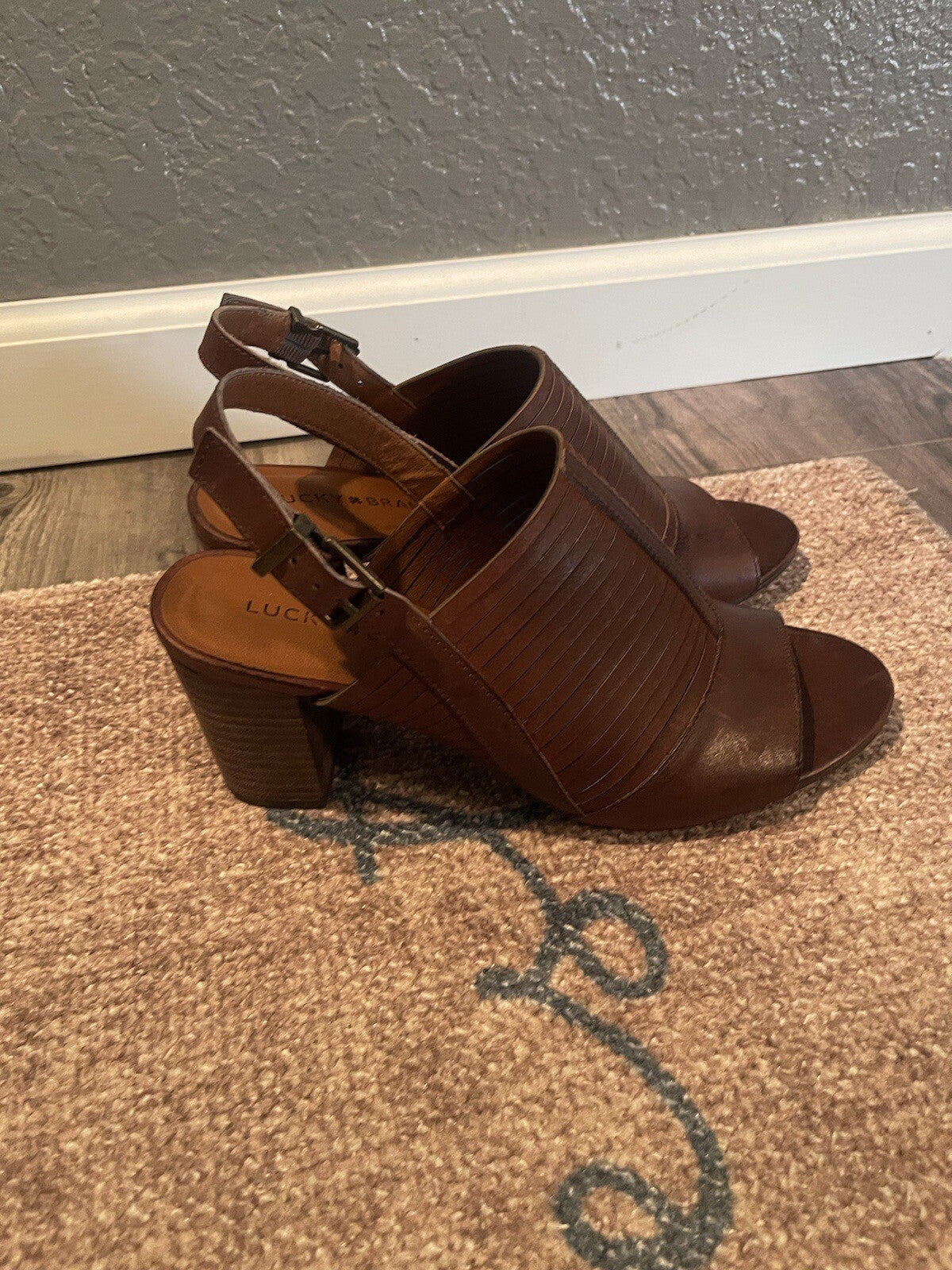 Lucky Brand Brown Strappy Heel Peep Toe 8.5 Brand New Mark As Shown