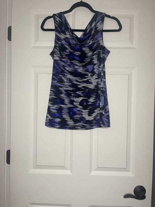 The limited sleeveless blouse xs purple blue white print