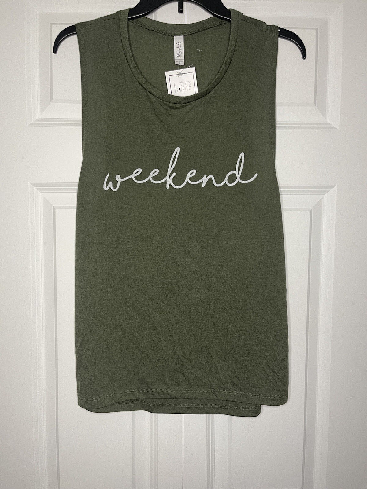 Bella Canvas sleeveless tank weekend large green nwt 
