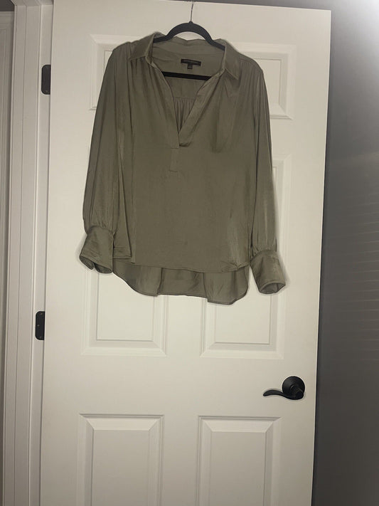 Banana Republic Long Sleeve Blouse Large Green With Collar