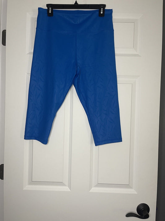 Zyia cropped leggings blue printed 14-16 nwot