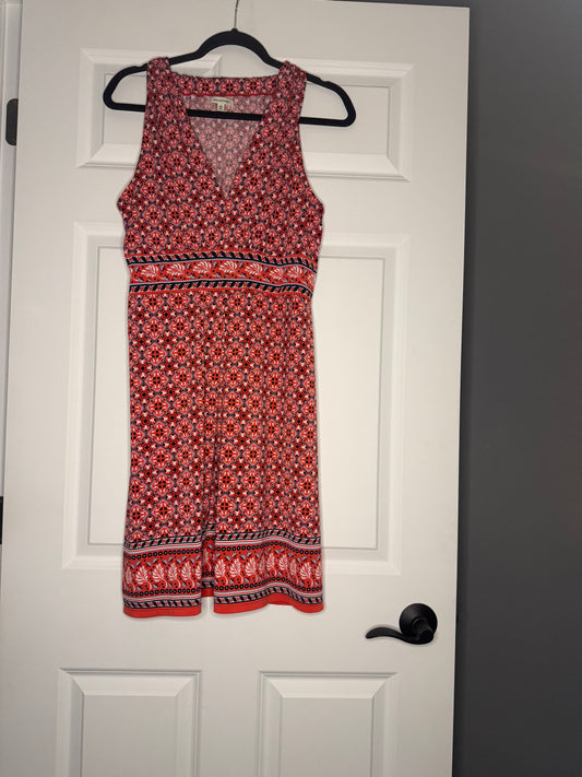 Max studio sleeveless dress short large orange blue red white print